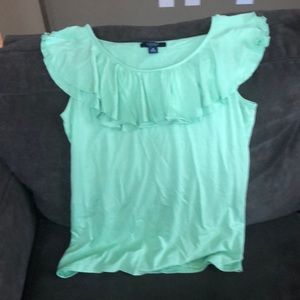Mint Green - Sleeveless Ruffle Top - Size M